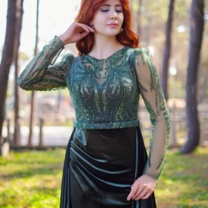 3172-3 3172 فستان مخمل شتوي