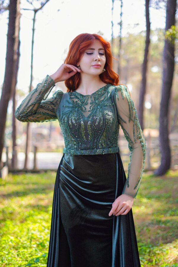 3172-3 3172 فستان مخمل شتوي