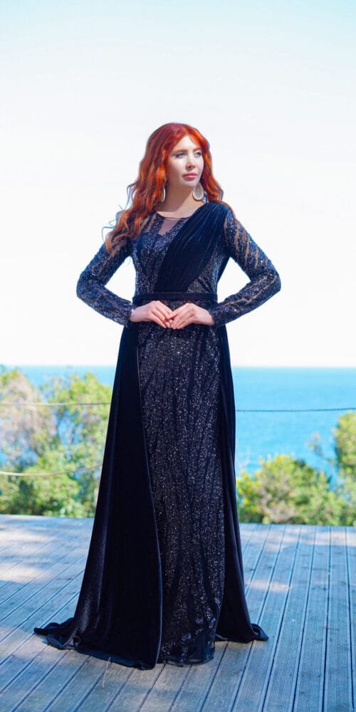 فستان مخمل شتوي 3173